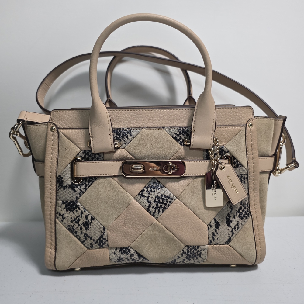 Coach Purse Swagger In Patchwork Exotic Embossed Leather
